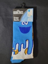 Sesame Streets Cookie Monster Drippy Cookie Crew Socks Adult Size 9-13 New