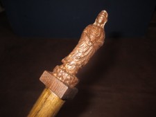 MW.883: VINTAGE HAND CARVED BOXWOOD FOLK ART WALKING STICK CANE
