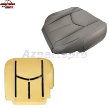 Driver Bottom Leather Seat Cover Pewter Gray & Foam Pad For 2003-2007 GMC Sierra