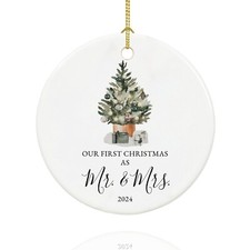 Our First Christmas Married Ornament 2024,Just Married Gifts for Couple,Mr an...