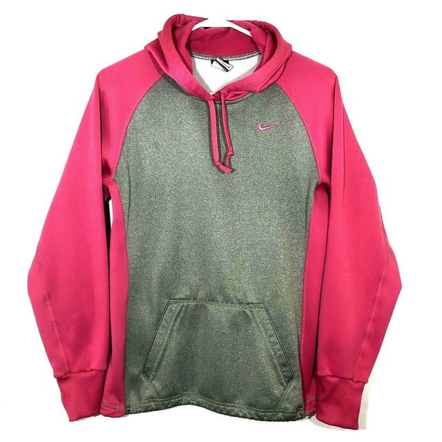 Nike Therma Fit Gray Pink Long Sleeve Pullover Hooded Sweater Womens Size Small | eBay