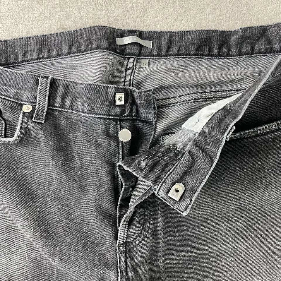 Jeans Dior Hombre 34x27 Negro Carbón Calce Ajustado 17.5 Diseñador Hecho en Italia $1150 Foto 3 de 4