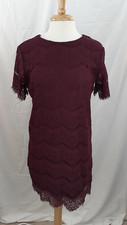 LULU'S Women's Sz M Burgundy Take Me to Brunch Floral Lace Shift Dress Party NWT