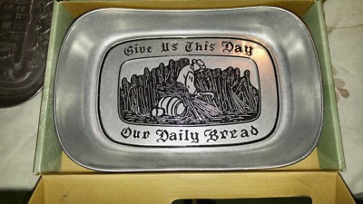 Wilton Armetale Pewter Bread Plate Tray Give Us This Day   9 in X 6 1/2