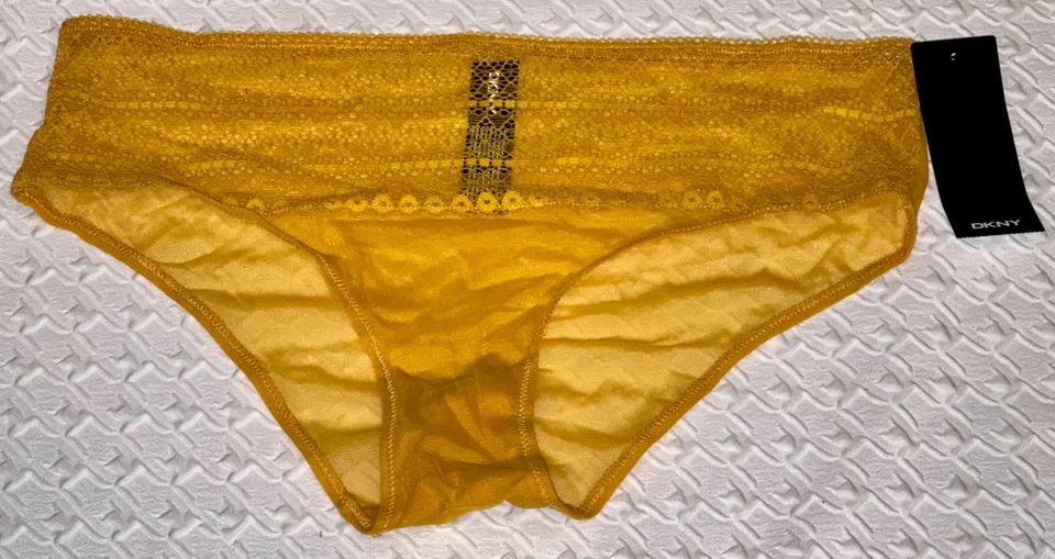 DKNY Table Tops Lace Cut Out Mesh Stretch Gold Bikini Panty Womens S 5 M 6 L XL - Image 4 of 4