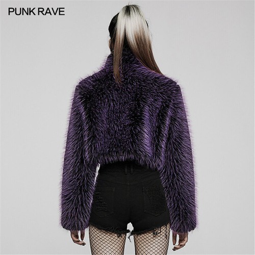 Punk Rave Donna Cappotto Pelliccia Finta Inverno Elegante Corto Spessa Pelliccia Finta Giacca Scura - Foto 22 di 40