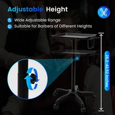 Professional Salon Trolley Aluminum Trolley Hair Instrument Tray Caddy New Black