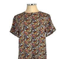 Loft Ann Taylor Womens Small Swing Dress Small Ditsy Floral Ruffle Hem Prairie