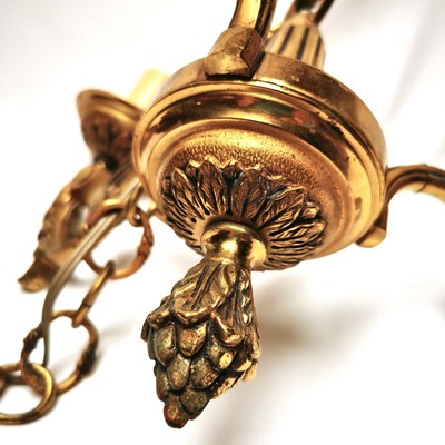 Kleiner Bronze Kronleuchter Leuchter Lüster Messing Art Deco 1930