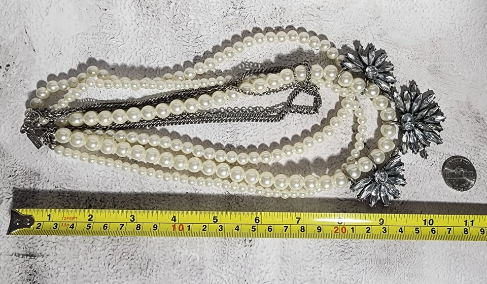 Vintage Sugarfix Faux Pearl Statement Necklace- Adjustable - Image 4 of 4