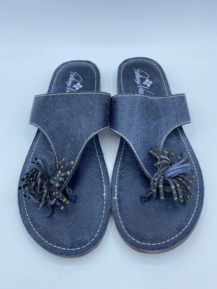 Sandalias Patricia Nash Franca Borla Cuero Tooled Azul Talla 9 Foto 2 de 4