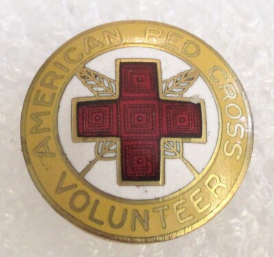 Antique American Red Cross Volunteer Staff Aide Clerical Corps Pin 1923-1946 ARC