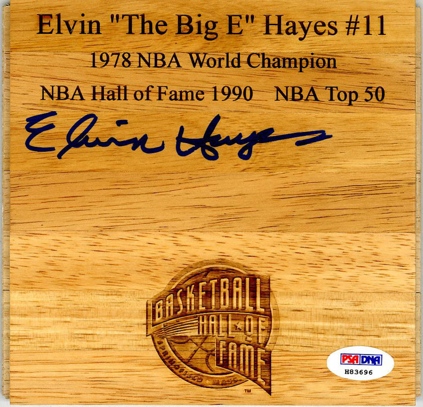 Elvin Hayes Autographed Signed Washington Bullets 6x6 Floorboard HOF Top 50 PSA 