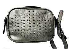 Hayden Harnett Emma Silver Grey Studded Camera Crossbody Shoulder Bag