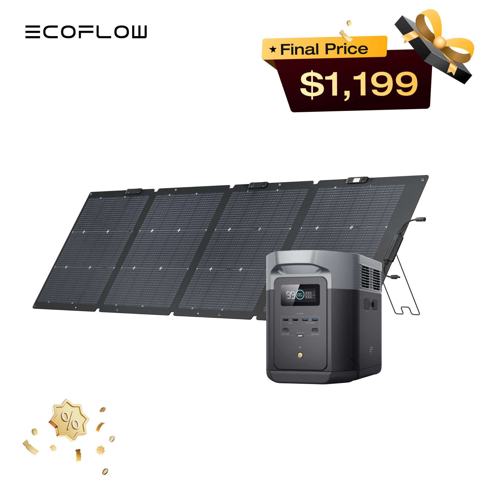 EcoFlow Solar Generator DELTA 2 Max 2048Wh Power Station+220W Solar