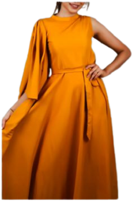 Western Mustard Women Dress Elephant Sleeve For Party Wear Attractive Long  Gown | eBay