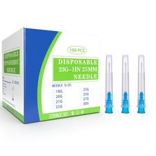 23 Ga 1 Inch Lab Syringe Needle,100Pcs Disposable Dispensing 23G 25mm