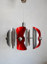 RAAK Pendant Lamp – Red & Aluminium – Rare Mid-Century Space Age Design VNTG