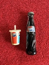 Pepsi Mini Bottle and Cup Set of 2 - Blue and Red Accents Vintage 1980’s
