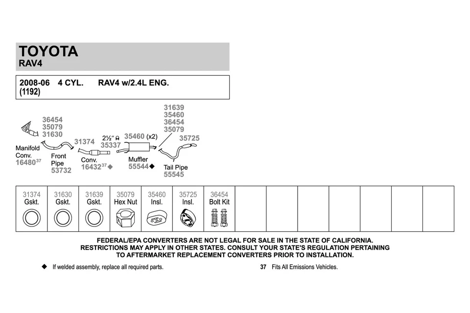 For Toyota Tacoma 99-04 Exhaust Manifold Flange Gasket Fiber & Metal Laminate Foto 4 de 4