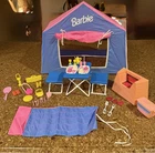Vintage 1990’s  Barbie Camp Set Tent, Frame And 34 Accessories