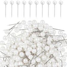 100Pcs Pearl Push Pins, Sewing Straight Pins with Faux Heads for White