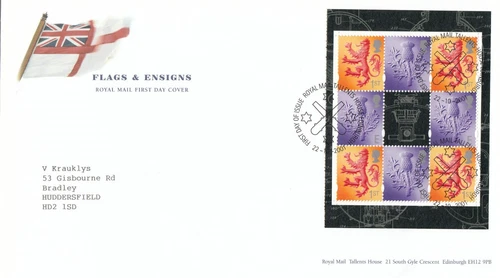 Flags Booklet Pane GB RM FDC Tallents 2001 (150975)