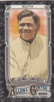 2025 Topps Allen & Ginter MLB No. 28 Babe Ruth Black Filagree Mini Card