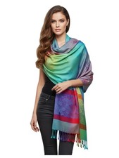 New Multi Colorful Elephants Print Pashmina Scarf Shawl