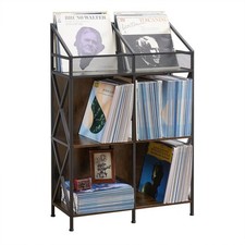EYOCAL 6 Grids Vinyl Record Storage Holder Rack Wooden Record Display Ta