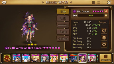 2LD Summoners War [Europe] Dark Vermillion Bird Dancer + Lars