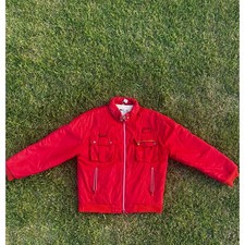 Made in USA, vintage 80s style Corvette Red Jacket white inning.