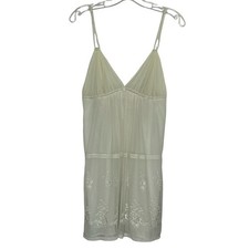 Oscar de la Rental Pink Label ivory sheer chemise night slip Small embroidered