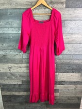 By Anthropologie Midi Dress Size Small Pink Shirred Stretch Casual