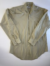 Yves Saint Laurent Beige Solid Dress Shirt 14.5 32-33 Classic Fit Pockets