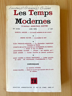 Les Temps Modernes Nr. 347 * André Velter / Marcel Jaeger * 1975