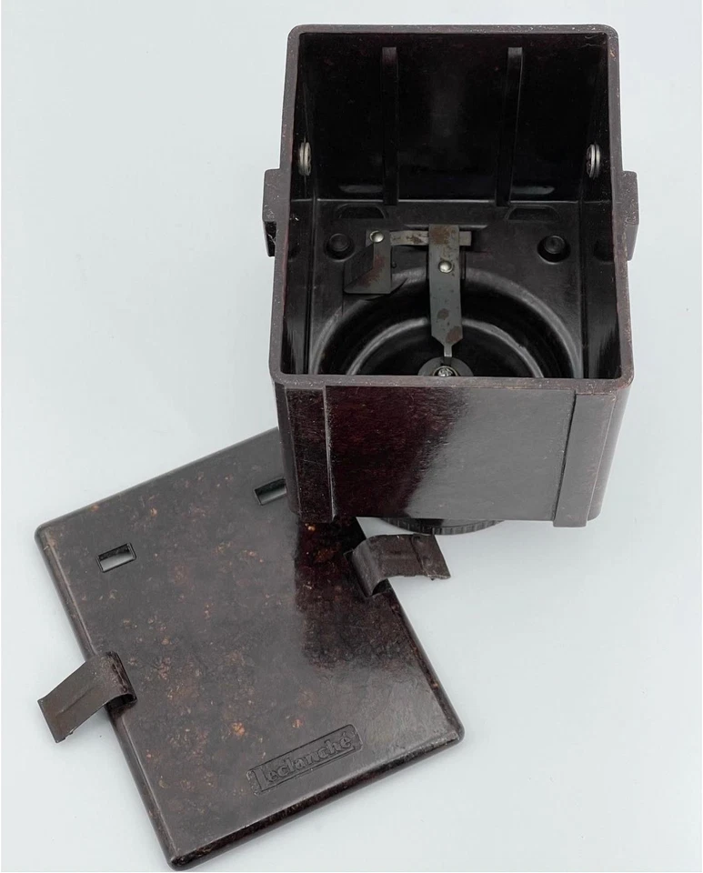 Ancienne lanterne / lampe à main Leclanché en bakelite marron mouchetée , 1930s - Photo 3/4