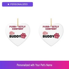 Custom Cat Set of 2 Ornament Personalized Pet Name Dog Lover Owner Gift