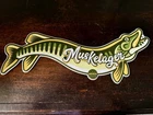 RARE 24" LONG VINTAGE PECATONICA BEER MUSKELAGER MUSKIE MUSKY METAL SIGN FISH