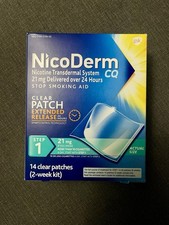 NicoDerm CQ Stop Smoking Step 1 Patches 2 Week Kit Exp 04/2028 Ships Same Day