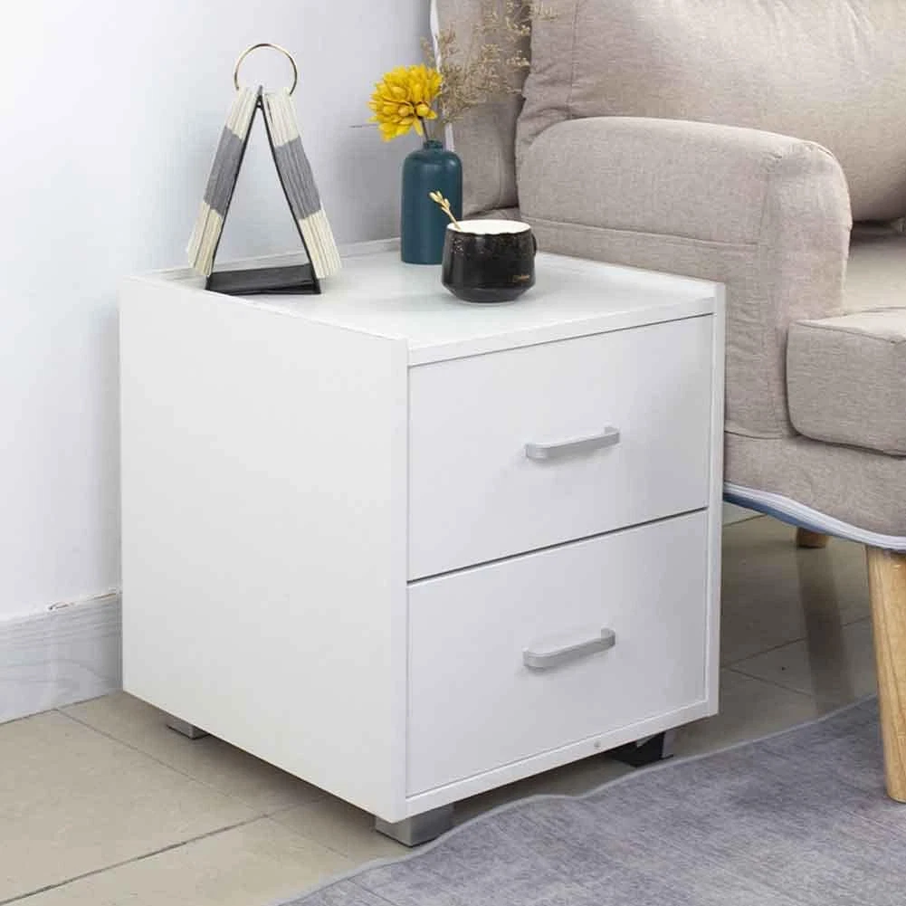 Comodino con prese e illuminazione LED, Tavolino da divano con 2