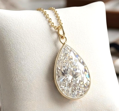 #ad 925 Silver White Diamond Solitaire Pendant HUGE amp; RARE 39 Ct Certified Treated $395.30