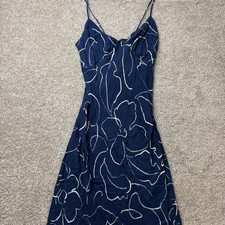 Madewell Dress Womens 12 Blue Floral Slip V Neck Spaghetti Strap Maxi Long