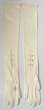 VINTAGE 1950's LORD  TAYLOR NEYRET FRANCE WHITE SATIN OPERA GLOVES 22 1/2" LONG