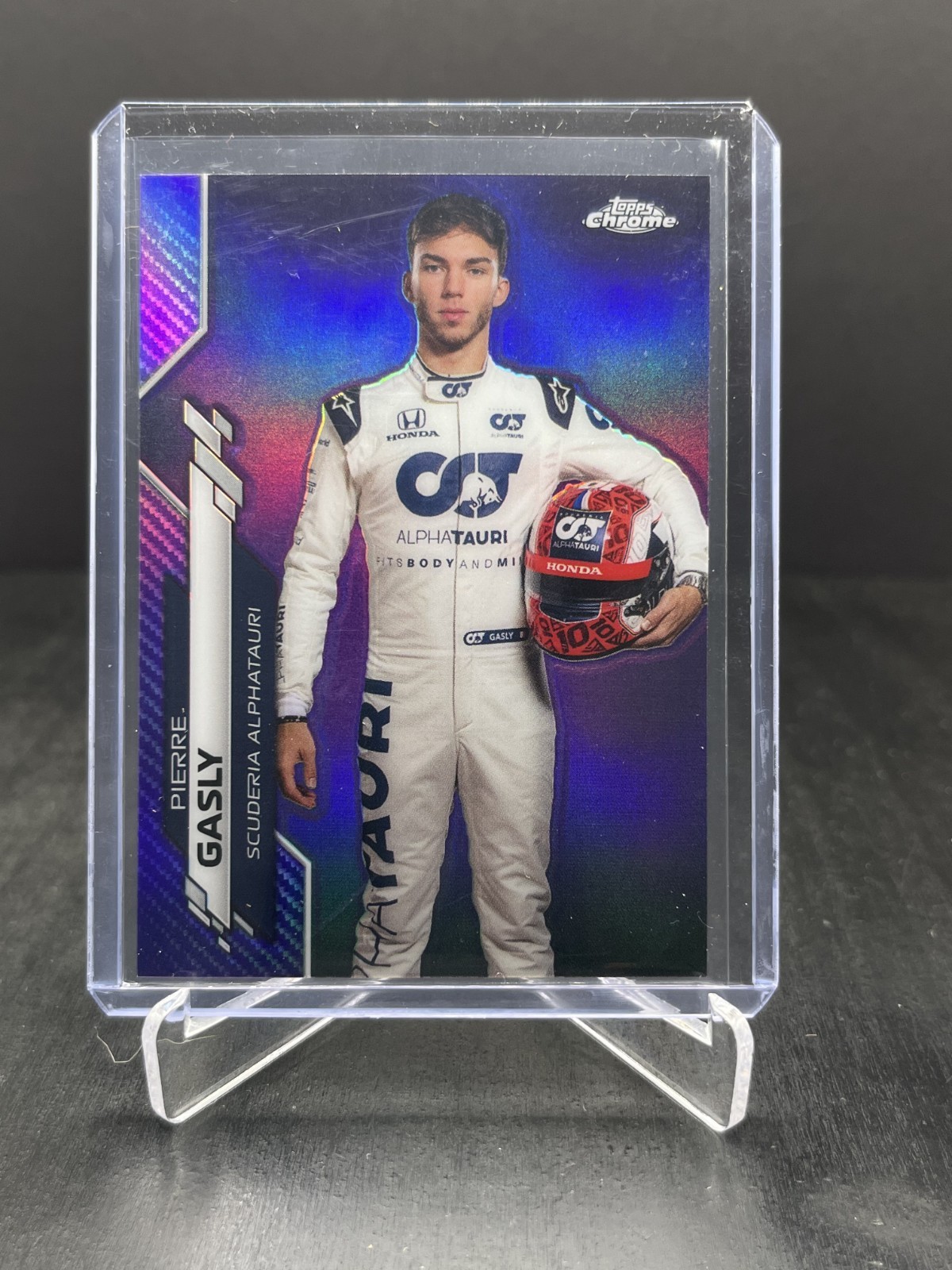 2020 Topps Chrome F1 Pierre Gasly Portrait Purple Refractor 154/399 #11
