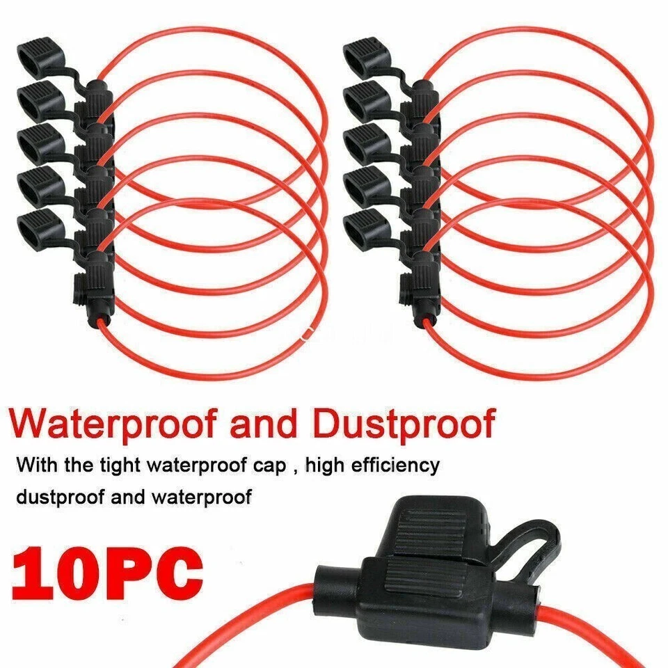 10*12GA. ATM/APM MINI BLADE INLINE FUSE HOLDER CAR TRUCK BOAT RV COPPER WIRE - Image 3 of 4