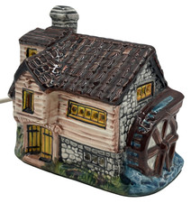 Vintage Ceramic Water Mill Cottage Nightlight Lamp Hand Painted - C77 O438