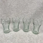 Set of 4 Vintage Coca-Cola Green Glasses Tapered with Embossed Logo 6oz