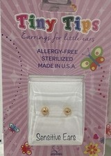 Studex Tiny Tips Earrings For Little Ears TT-622 Gold Platted 4MM Ball