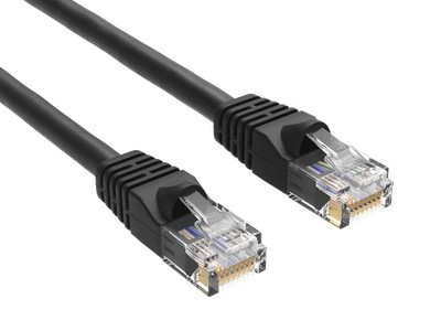 7ft Cat5e UTP Ethernet Network Patch Cable Snagless 24AWG Bare Copper, Black